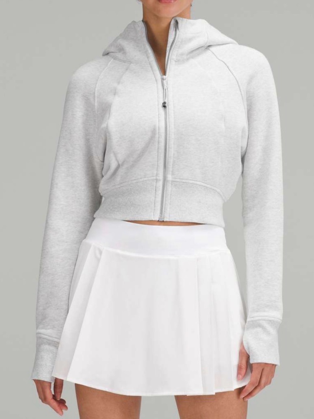 LULULEMON SCUBA Light Gray Cropped Zip Hoodie – Women’s Active Top